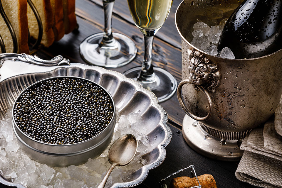 Caviar with champagne
